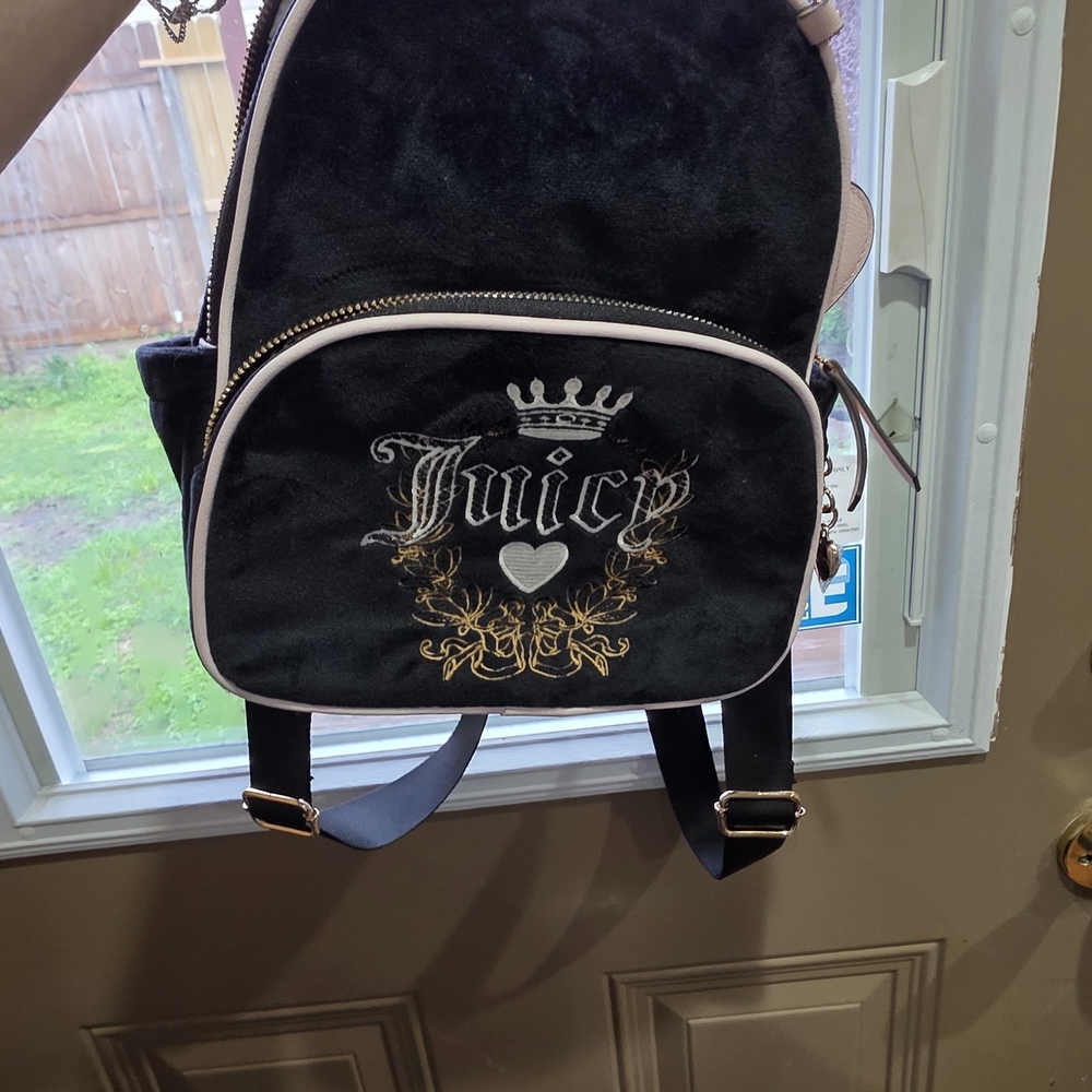 Juicy Couture Black Backpack with Pink Accents